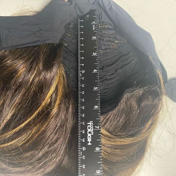 LUVME Human Hair Wig With Headband Brown With‎ Few Highlights Asymmetrical Style main image 11